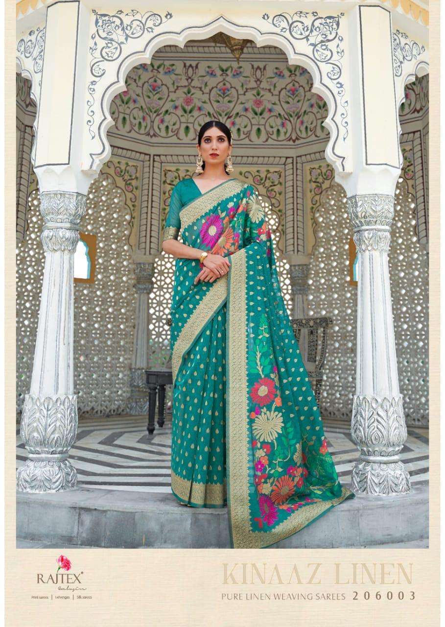Rajtex kinaaz linen designer pure linen weaving silk sarees ...