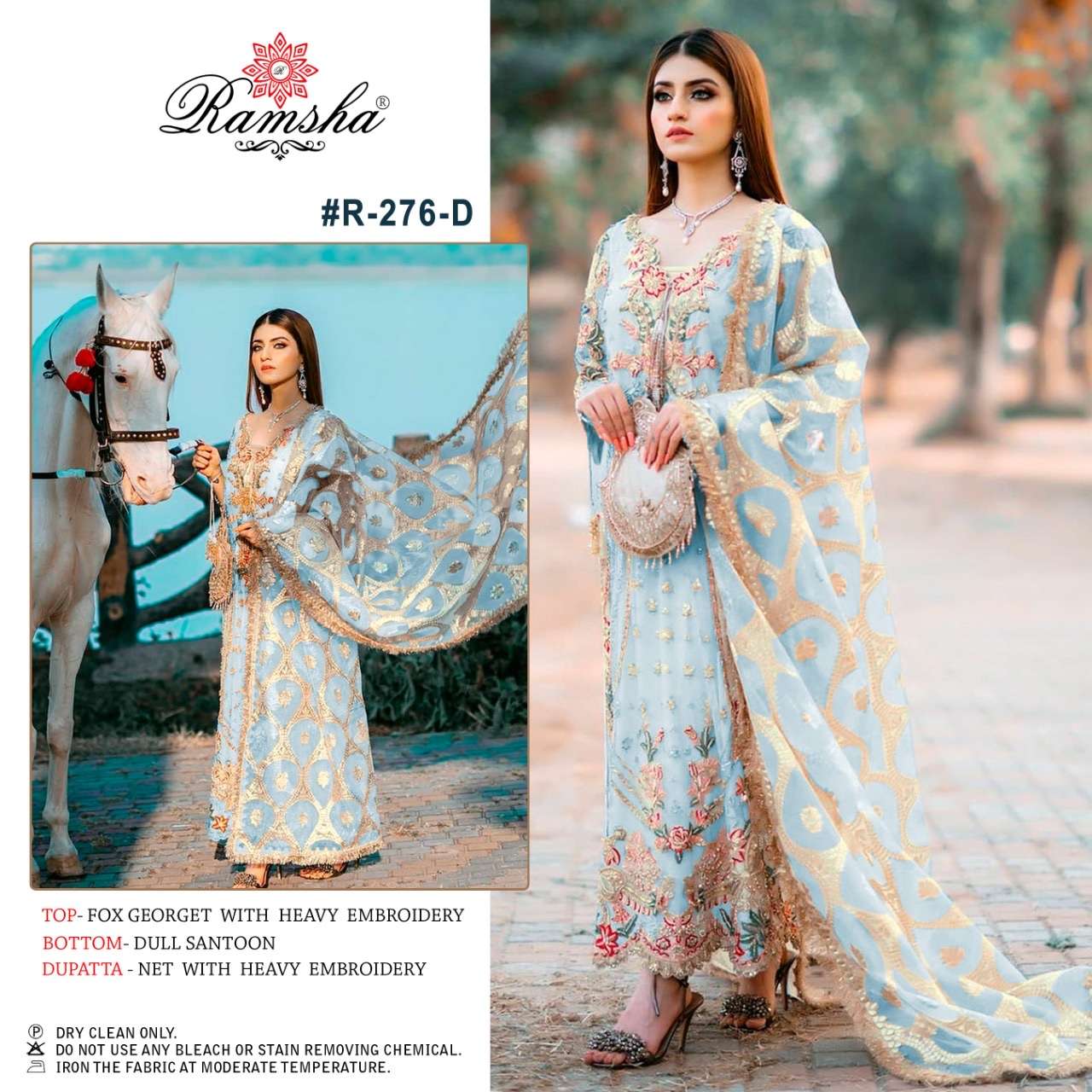 Ramsha R 276 NX georgette with embroidery work pakistani dre...
