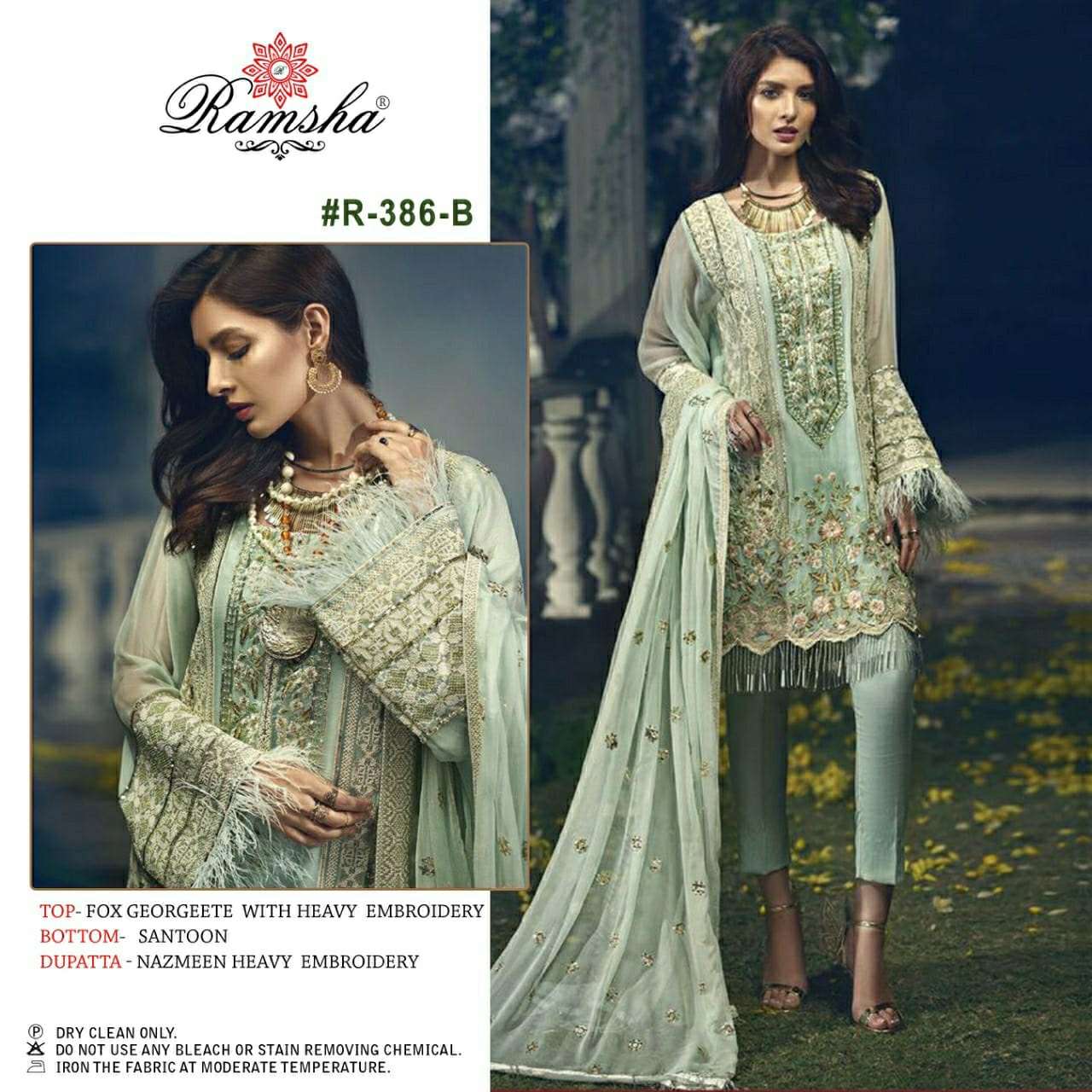 Ramsha R 386 colours georgette with heavy embroidery work pa...