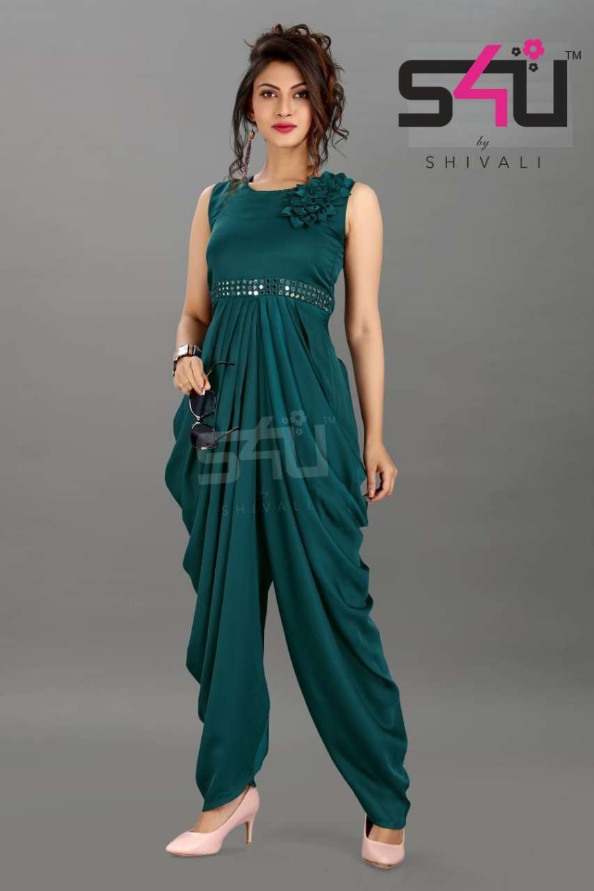 S4U shivali 291 fancy fabric dhoti pattern jumpsuit at whole...
