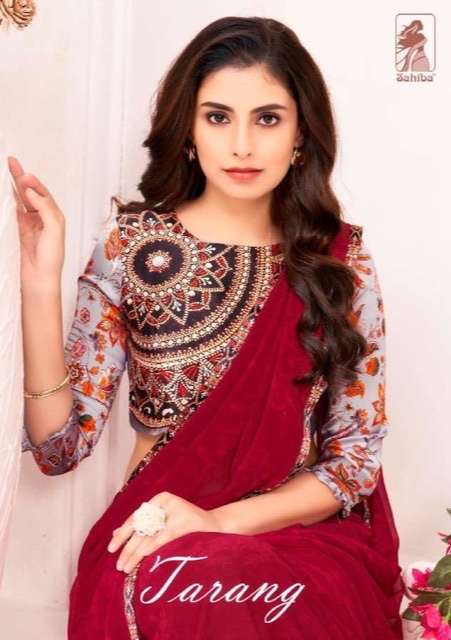 Sahiba tarang fancy fabric sarees collection at Wholesale Ra...