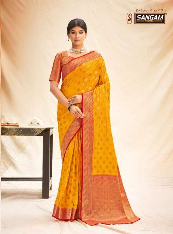 Sangam print sangneri silk with weaving zari saree collectio...
