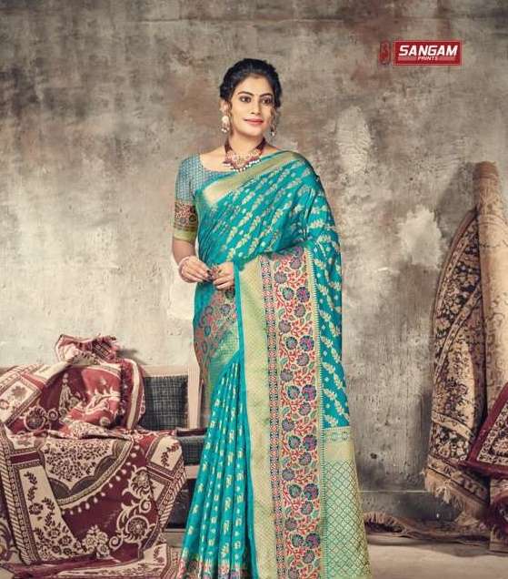 Sangam print swarnmoti silk saree collection