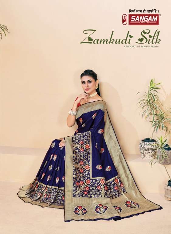 Sangam print Zamkudi silk saree collection