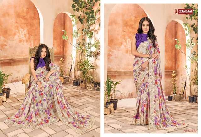 Sangam prints nirvana floral printed georgette sarees collec...