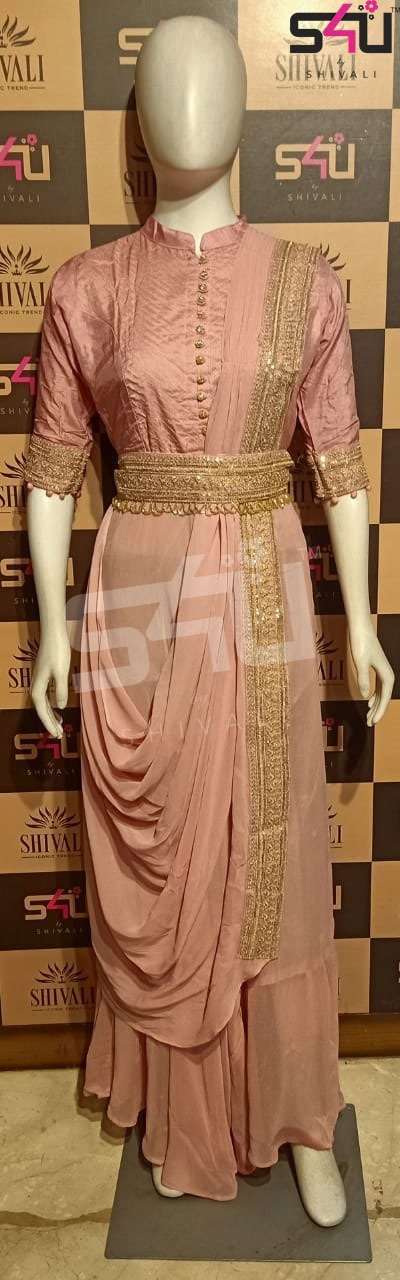 Shivali s4u 659 designer fancy fabric with work readymade de...