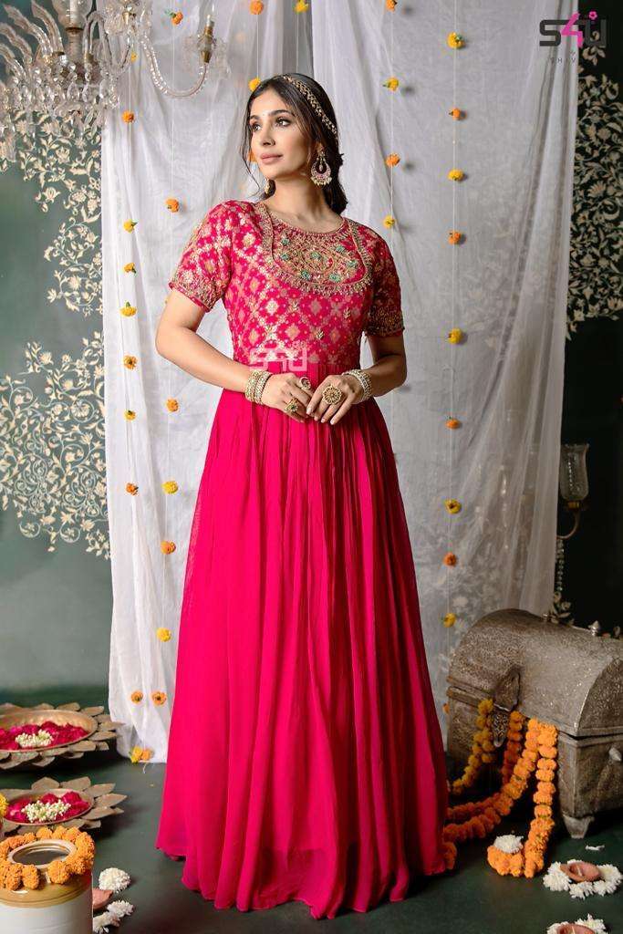 Shivali s4u 662 designer fancy fabric with work readymade de...