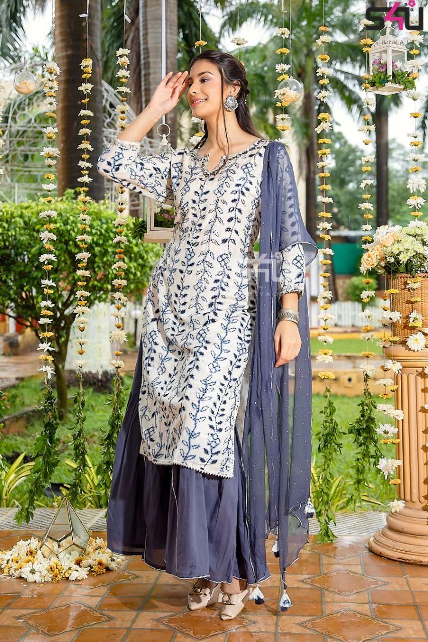 Shivali s4u 664 designer fancy fabric with work readymade su...