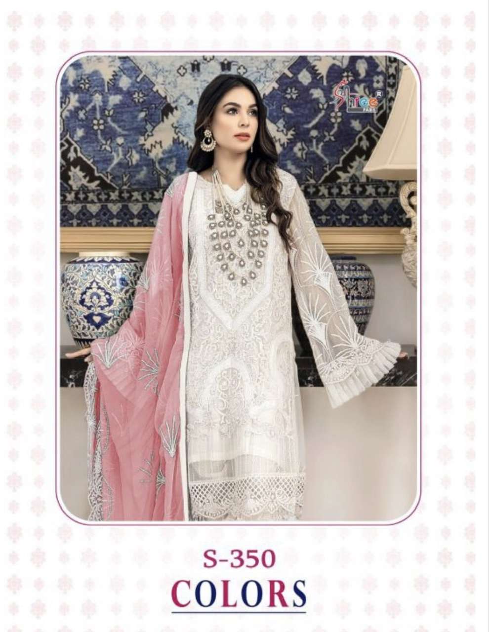 Shree fabs s 350 colors net with heavy embroidery work pakis...