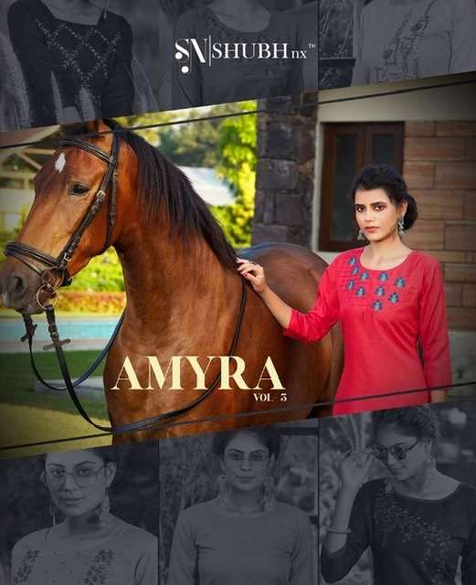 Shubh nx amyra vol 3 fancy fabric readymade kurtis at wholes...