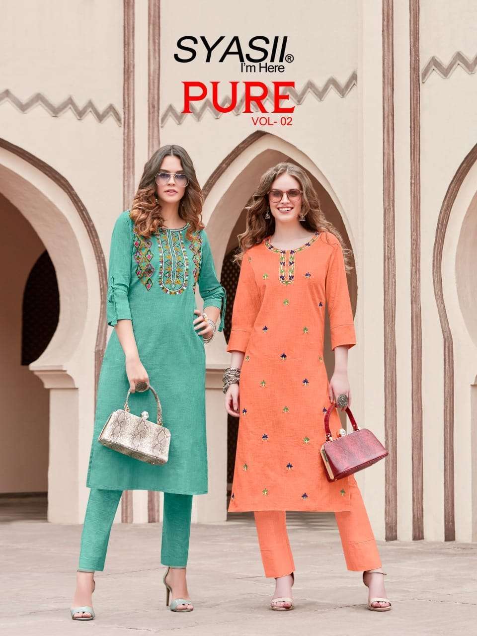 Syasii designer pure vol 2 cotton with embroidery work ready...