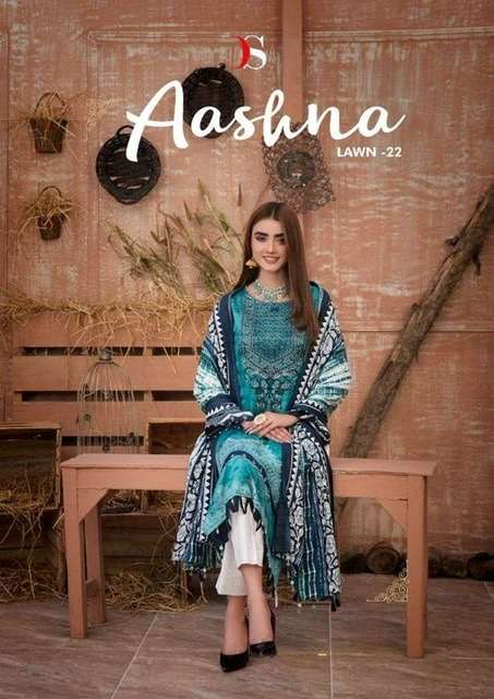 Deepsy suits aashna lawn 22 printed pure cotton with embroid...