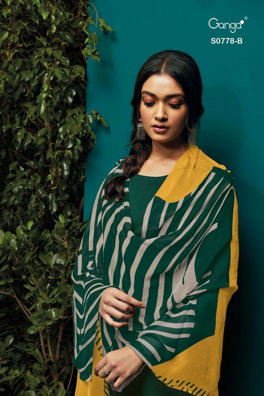 Ganga Selvi 778 Printed Cotton Satin Dress Material Collecti...