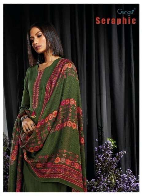 Ganga seraphic Premium Cotton Satin Printed With Embroidery ...