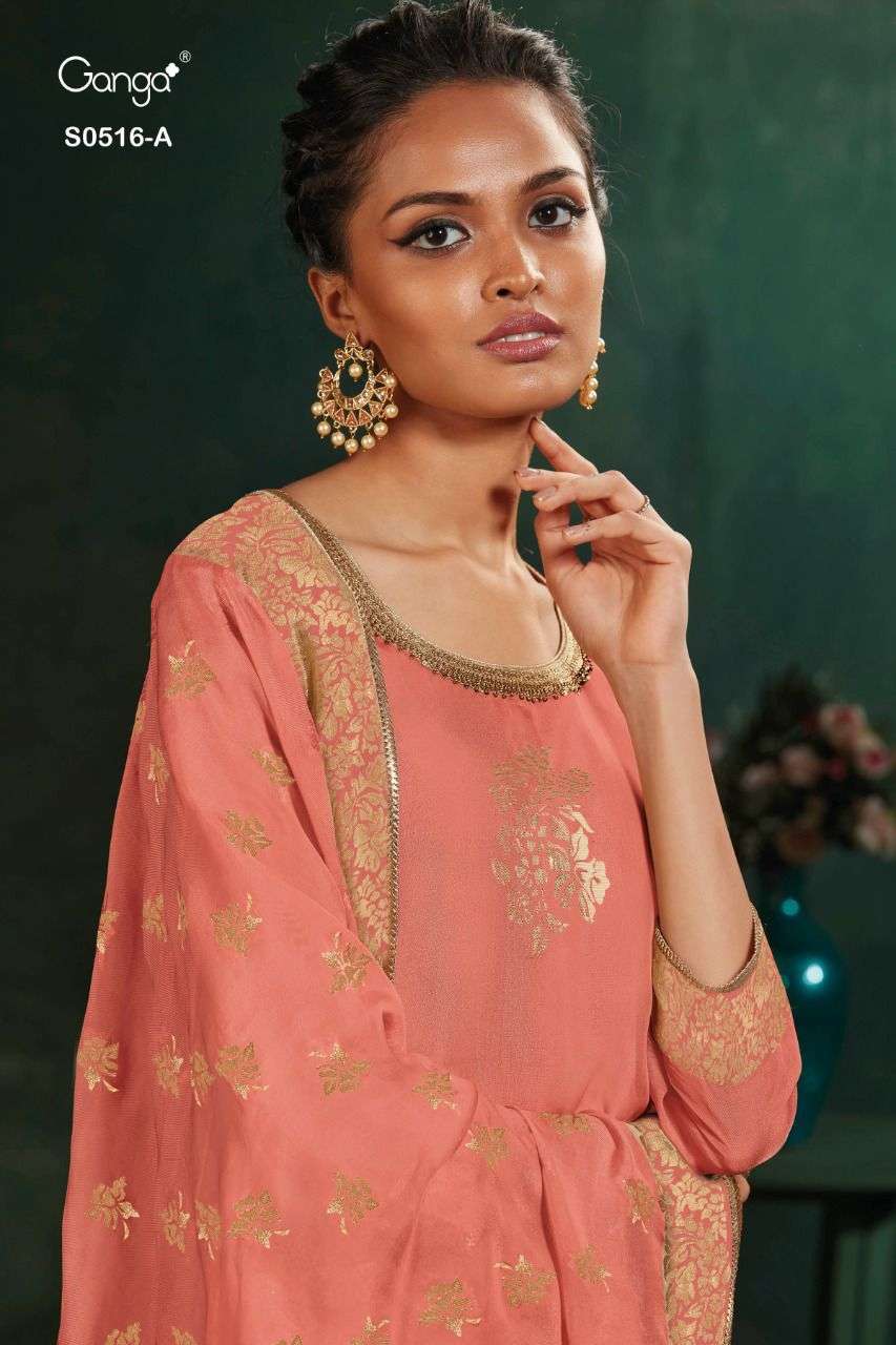 Ganga Zeal New 516 Organza Jacquard with Embroidery Handwork...