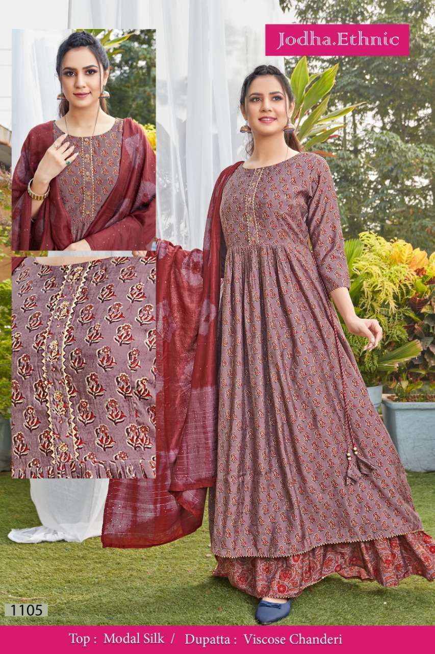 Jodha Ethnic 1105 Designer Printed Modal Silk Long Readymade...
