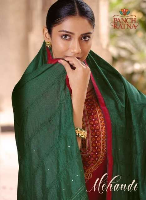Kessi fabrics panch ratna mehandi Heavy Parampara Silk With ...
