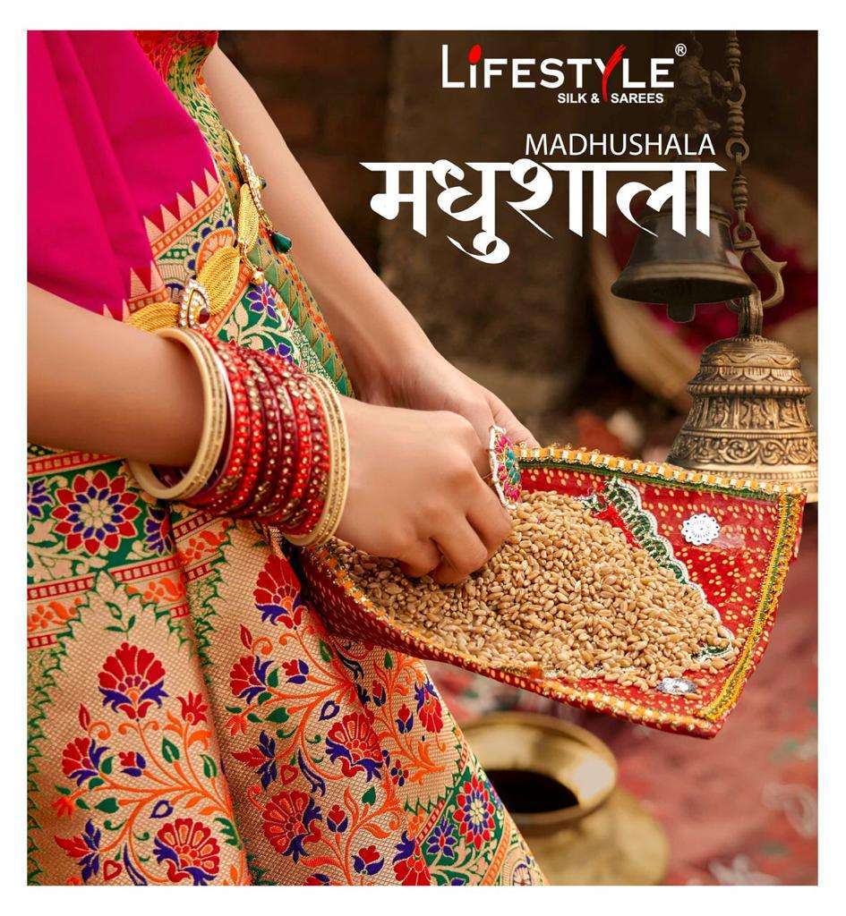 Lifestyle Sarees Madhushala Lichi Silk With Rich Pallu Saree...