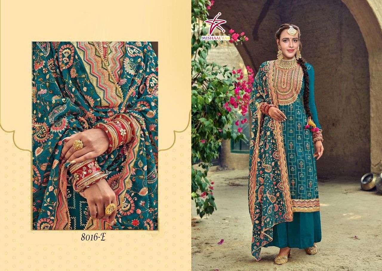 Mishal Fab 8016 Colors Georgette with Embroidery Work Readym...