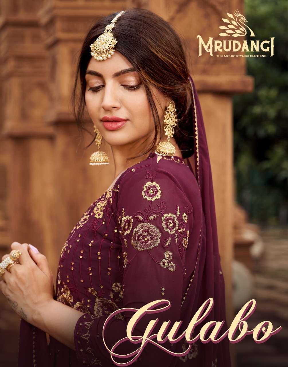 Mrudangi gulabo heavy georgette with work dress material at ...