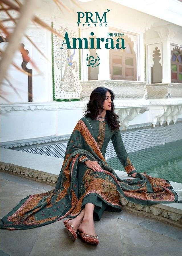PRM Trendz Amiraa Printed Pure Viscose Muslin with Embroider...