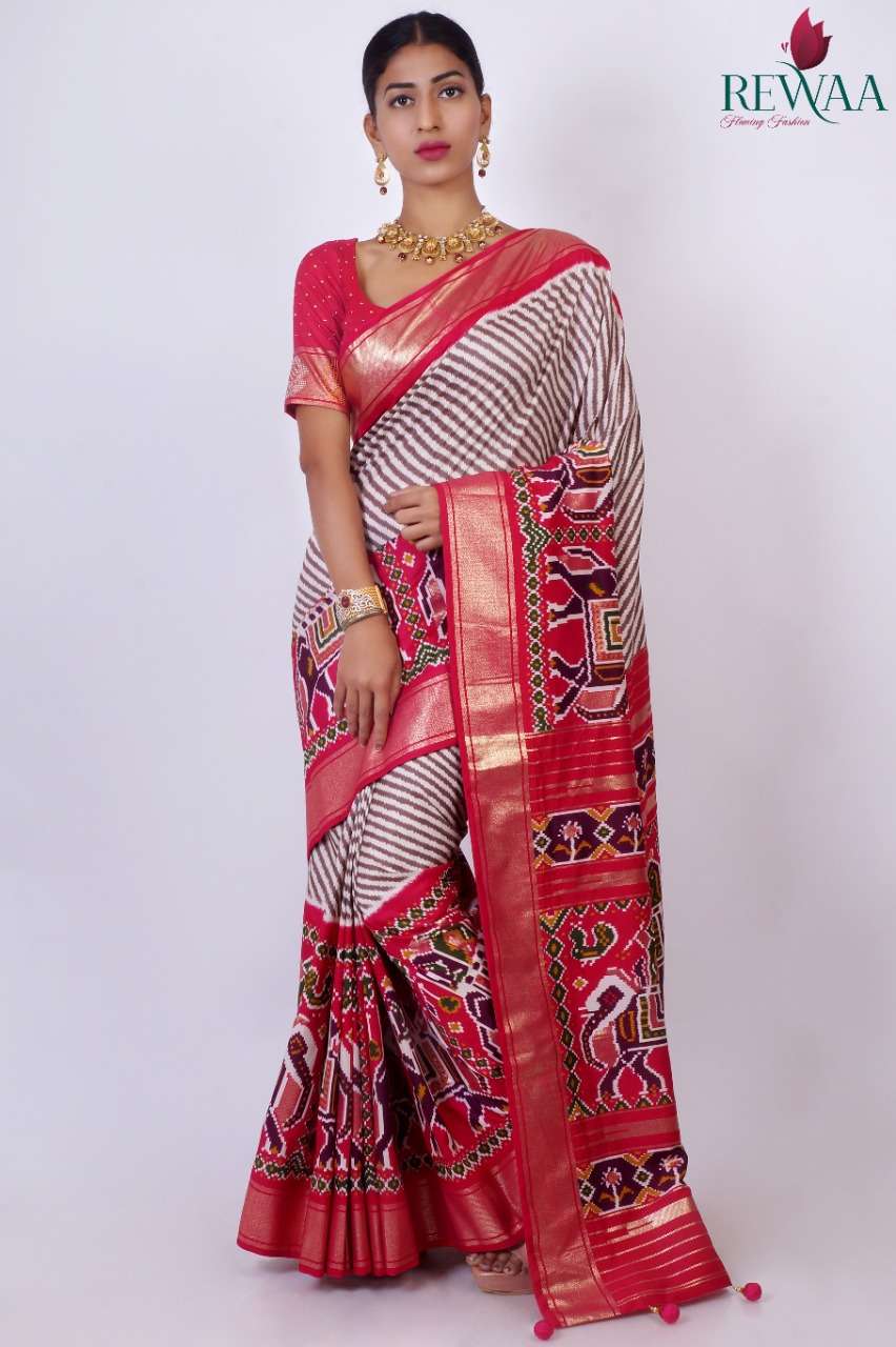 Rewaa 108 Colours Traditional Silk with Ptola design saree c...
