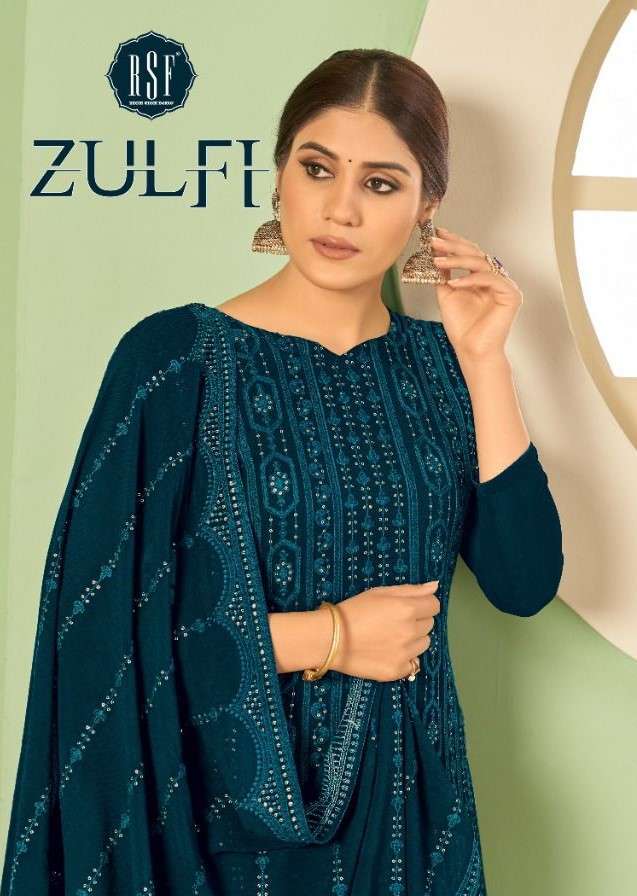 RSF Zulfi Pure Georgette Blooming With Heavy Work Dress Mate...