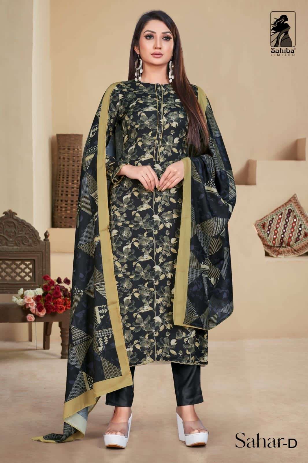 Sahiba Sahar Digital Printed cotton Satin with Embroidery Wo...