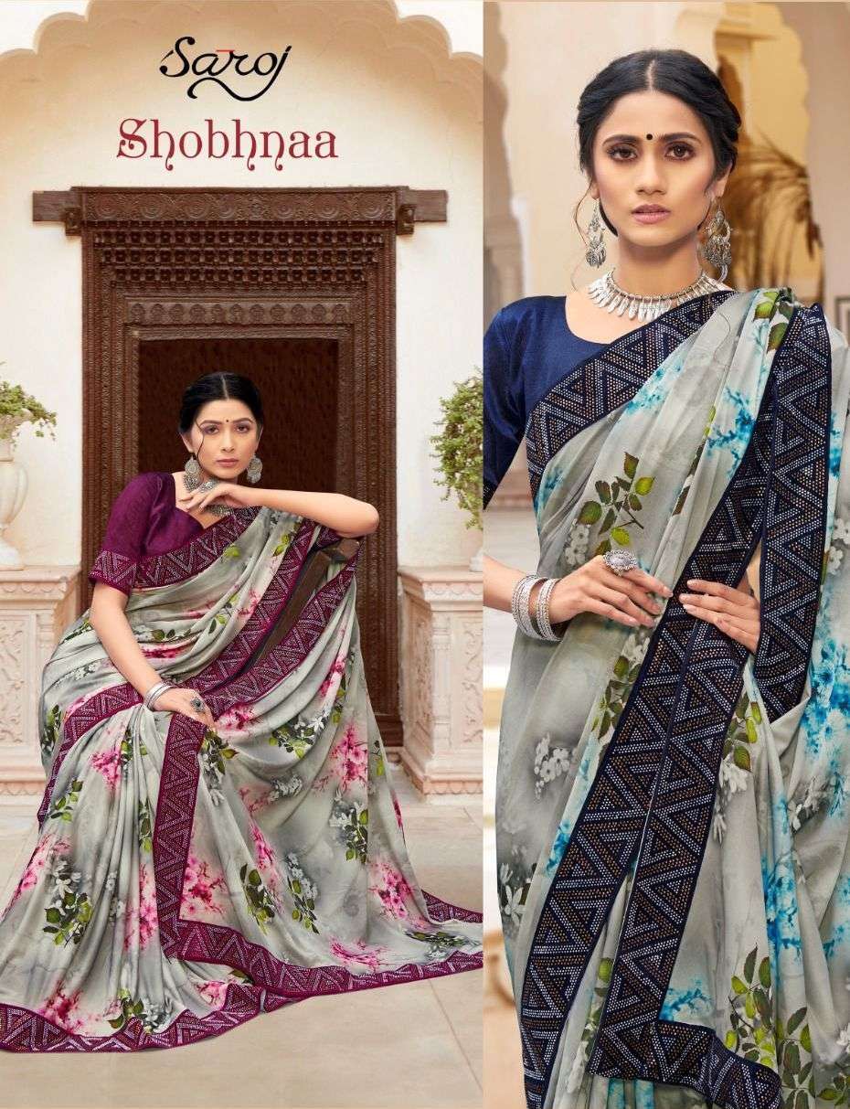 Saroj shobhana designer printed lycra sarees collection at w...
