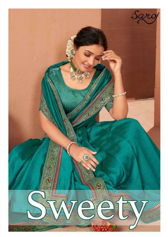 Saroj Sweety Designer Vichitra Silk Sarees Collection at Who...