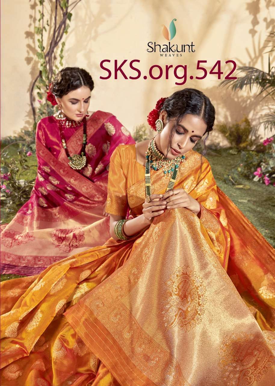 Shakunt weaves sks org 542 organza sarees collection at Whol...