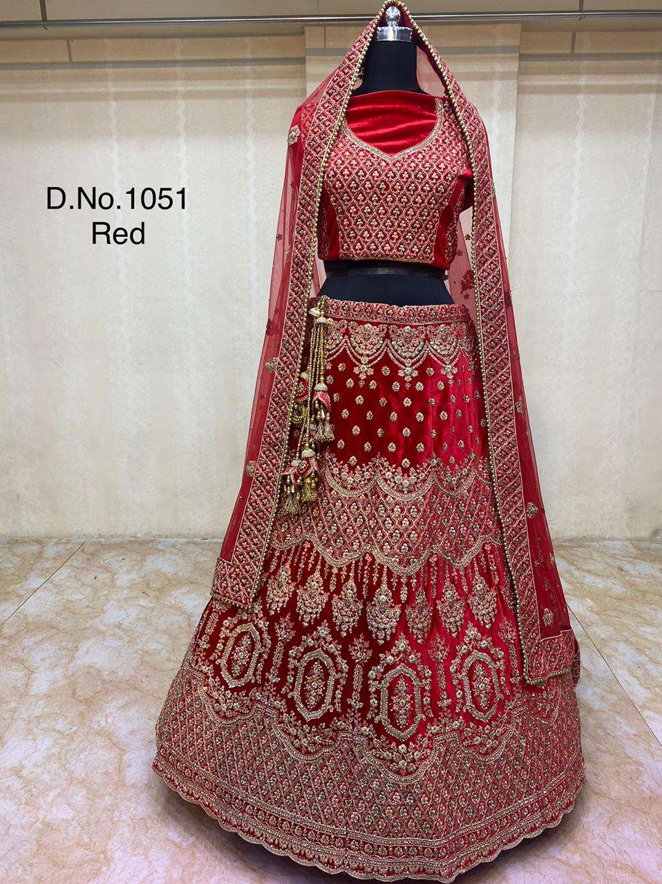 Velvet with designer wedding wear lehenga choli collection 1...