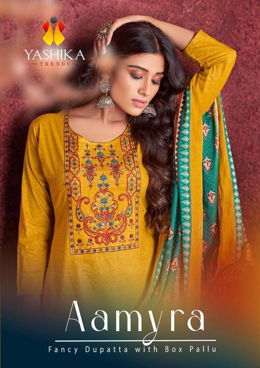 Yashika trendz aamyra cambric cotton with embroidery work dr...