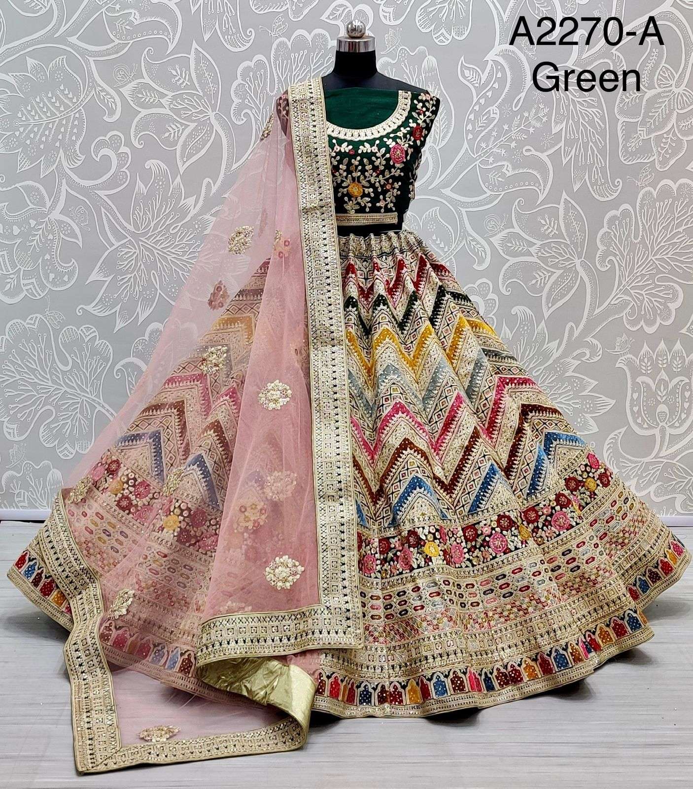 A2270 Silk With Dori Embroidery Work Bridal Wear Lehenga cho...