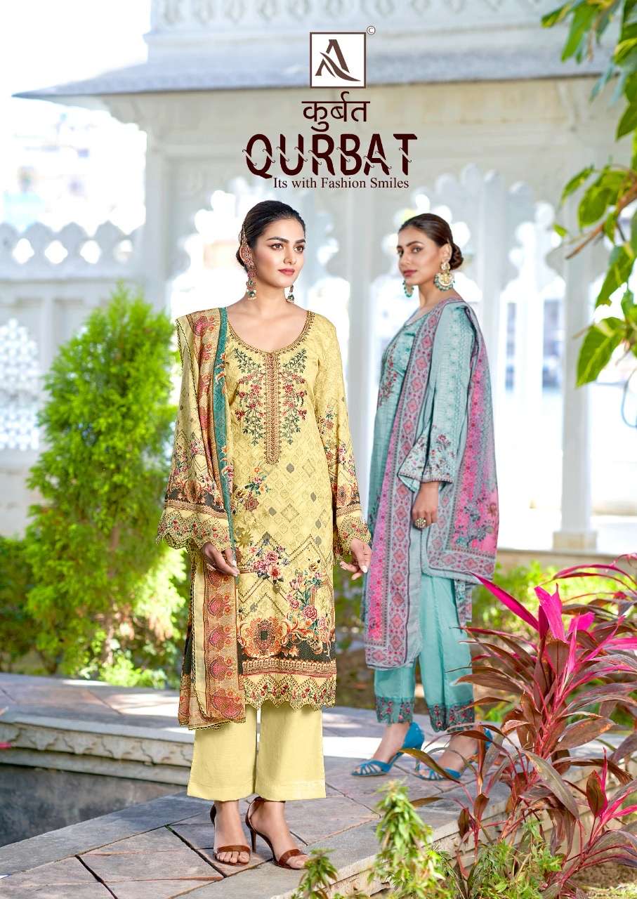 Alok suits qurbat Digital printed pure jam cotton with embro...