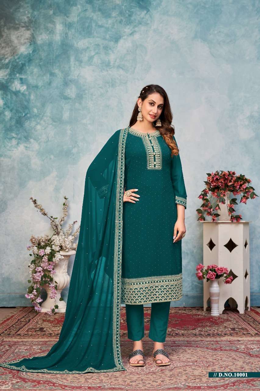 Anjubaa Vol 1 Faux georgette with embroidery work dress mate...