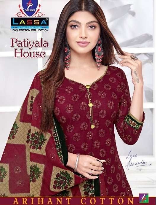 Arihant Lassa Patiyala House Printed Cotton Dress Material a...