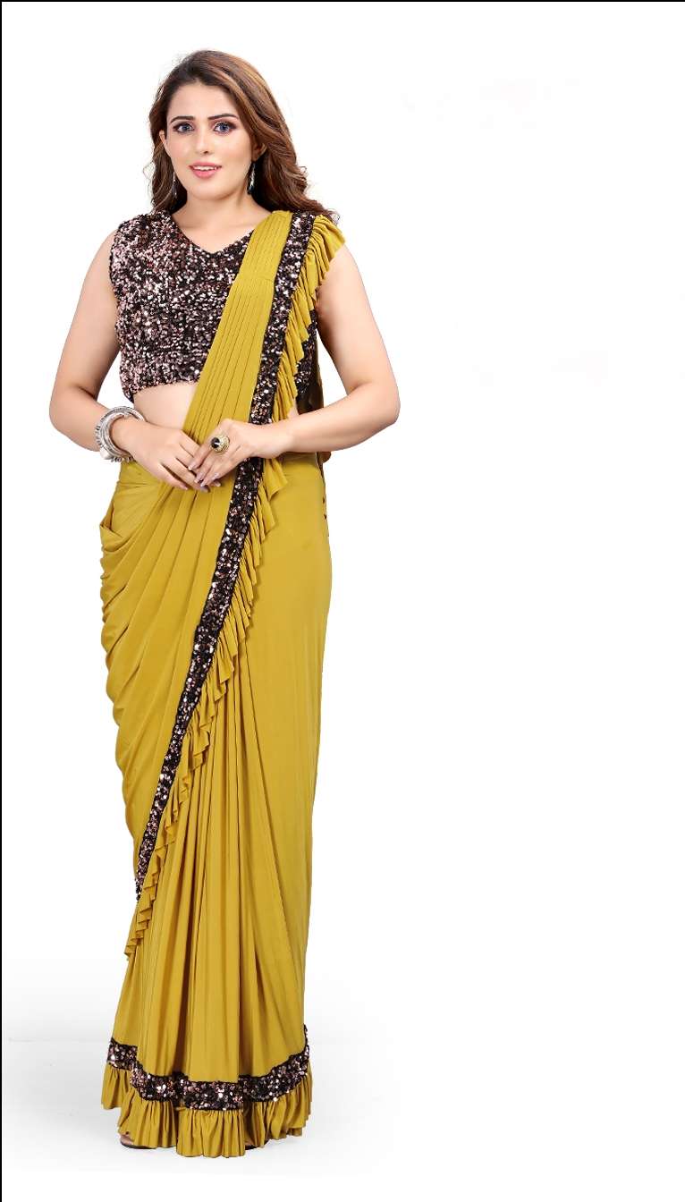 ATTRACTIVE PARTY WEAR READYMADE 1 MINUTE SAREES WHOLESALER
