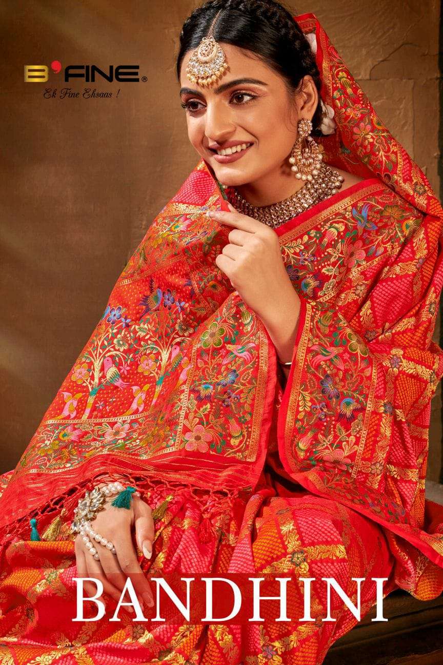 B Fine Bandhni Silk Wedding Wear Saree Collection