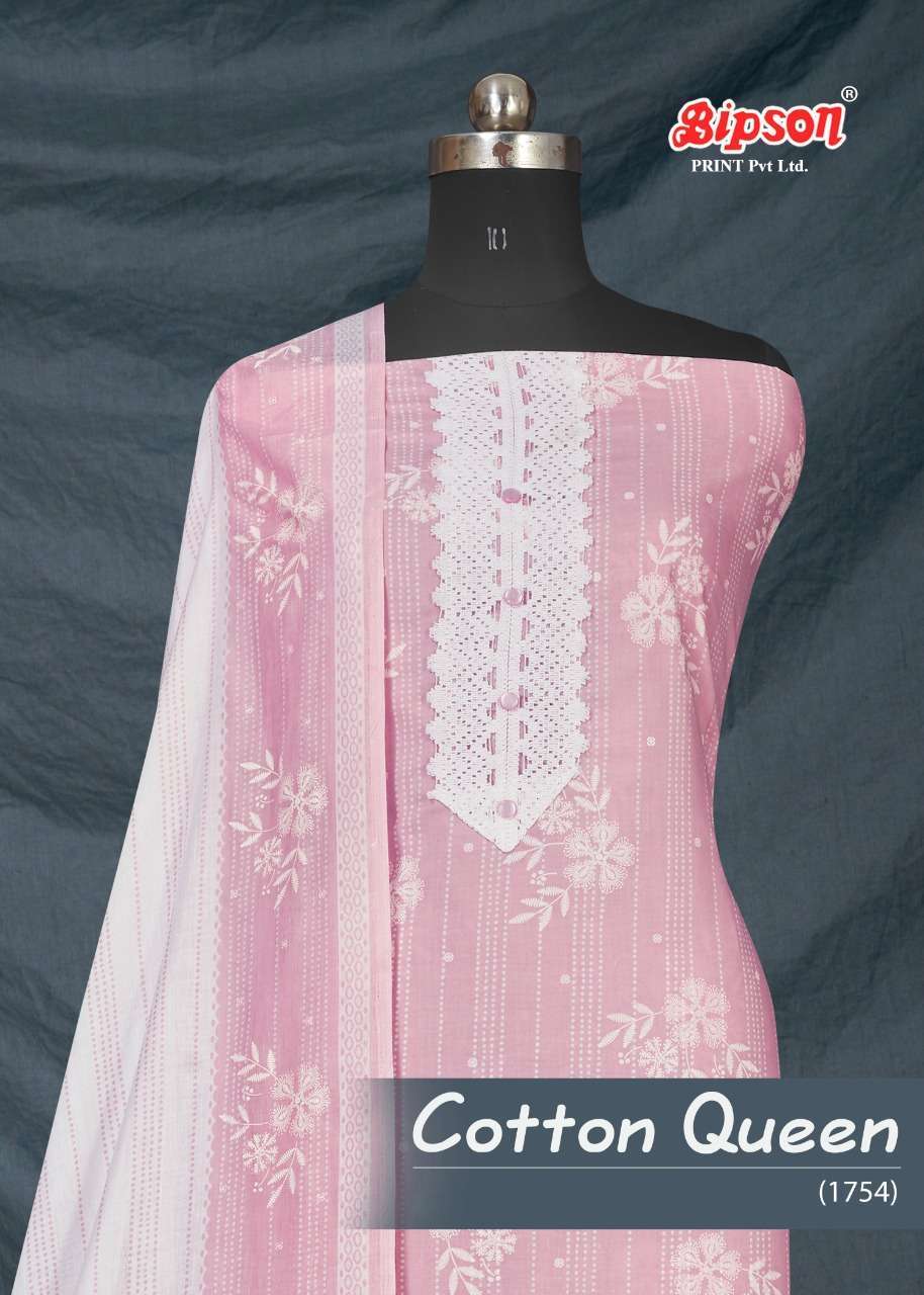 Bipson Cotton Queen 1754 Pure Cotton Khadi Print With Work d...