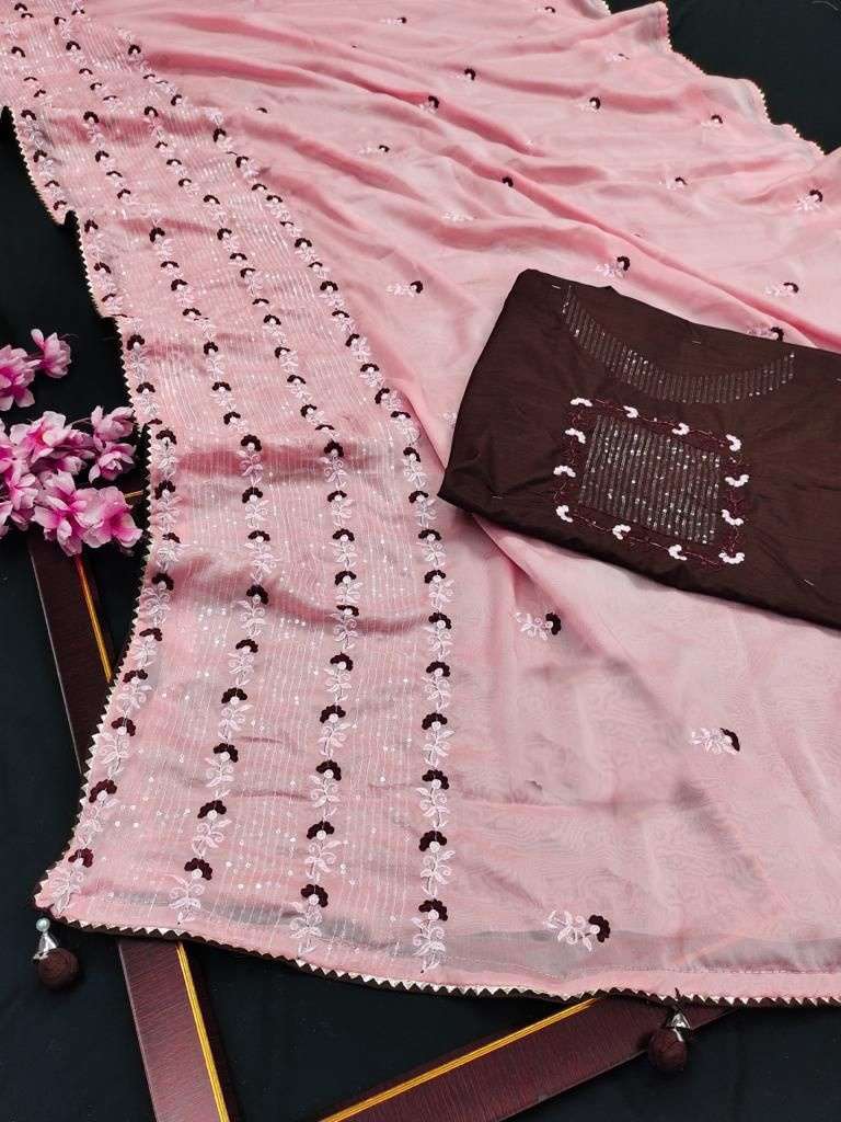 Butter Silk With Multi Sequence Work Saree Collection