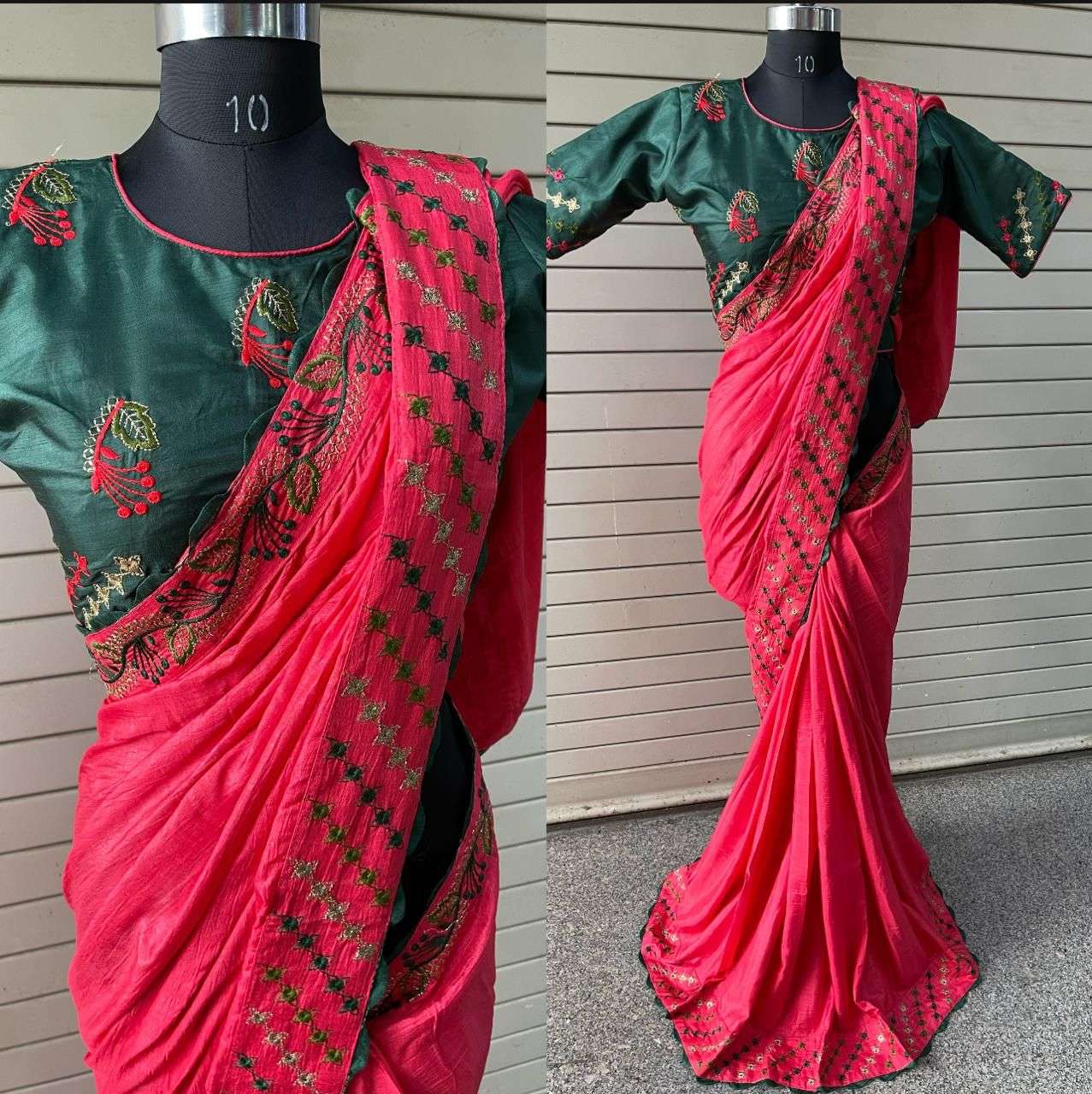 Dola Silk Embroidery Work saree With Stich Blouse Collection