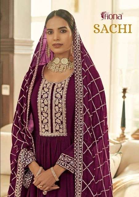 Fiona sachi georgette with heavy embroidery work readymade s...