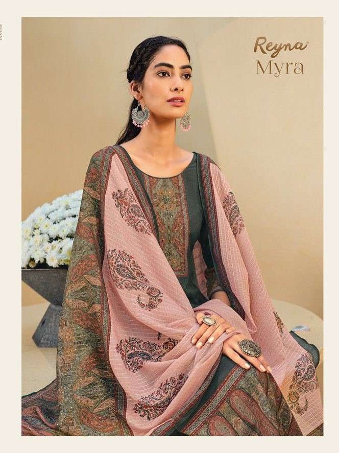 Ganga Reyna Fabrics Myra Muslin Digital Print With Handwork ...