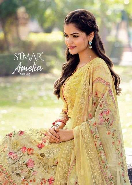 Glossy simar amelia vol 2 Viscose Georgette Embroidery With ...