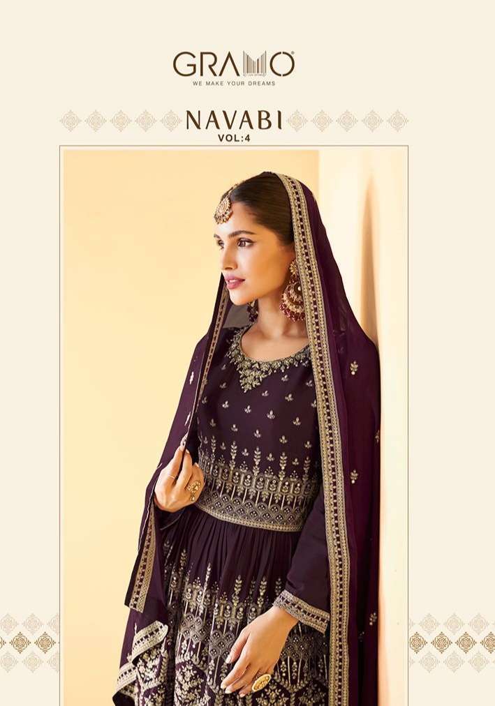 Gramo Navabi Vol 4 Faux georgette with embroidery work ready...