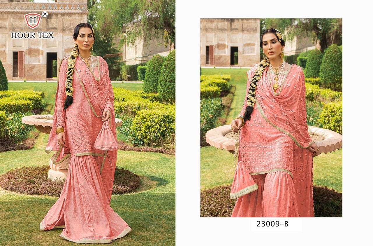 Hoor Tex 23009 Colors Faux Georgette With Embroidery Stone W...