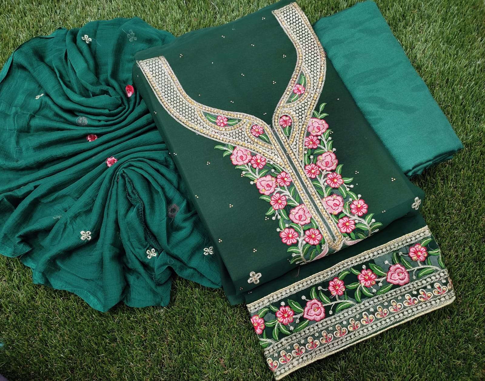 Latest Designer Georgette with Embroidery Diamond Work Suits...