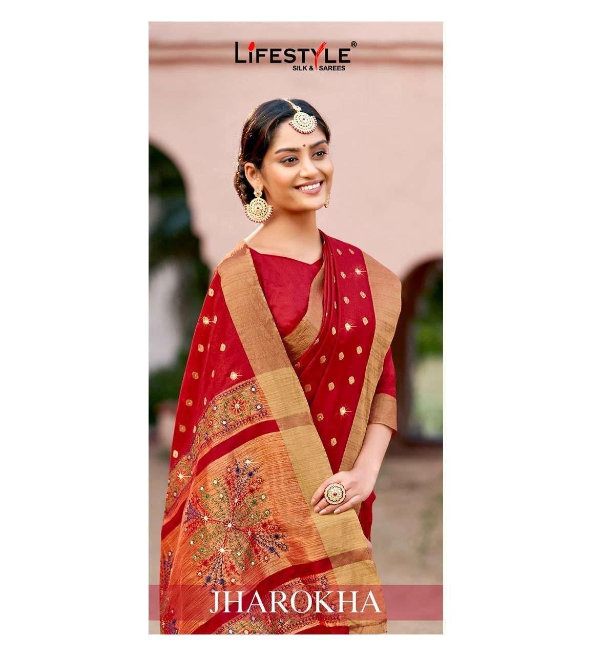 Lifestyle sarees jharokha Traditional raw silk sarees collec...