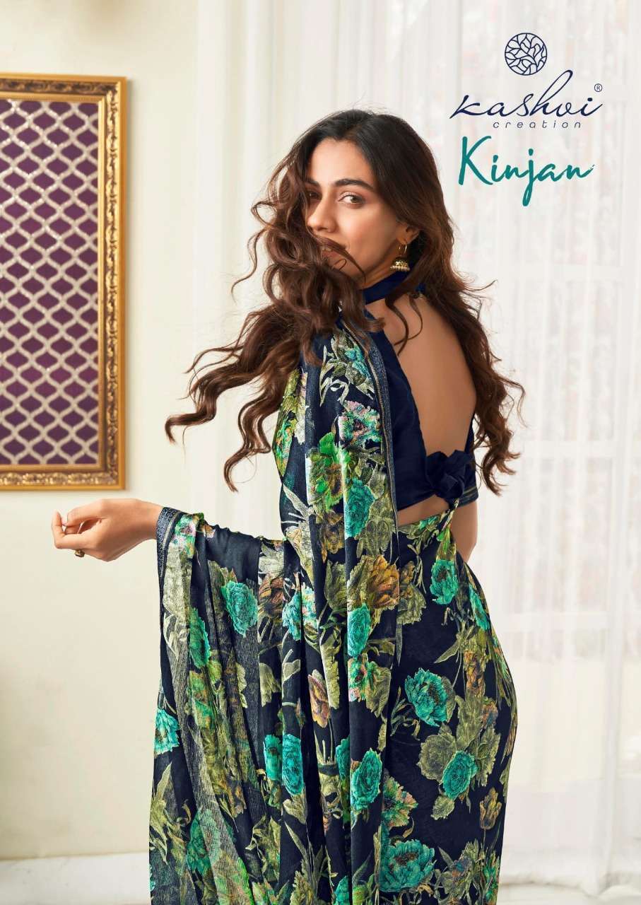 LT fabrics kashvi creation kinjan printed moss sarees at who...